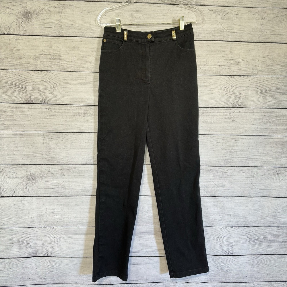 St. John Sport Black Jeans‎ Womens Size 6 Stretch Pants Gold Hardware *Tailored